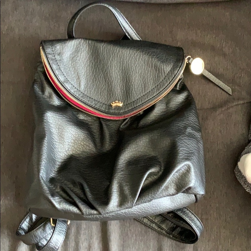 Black Faux Leather Backpack Purse - Women's Carryall - Picture 3 of 16